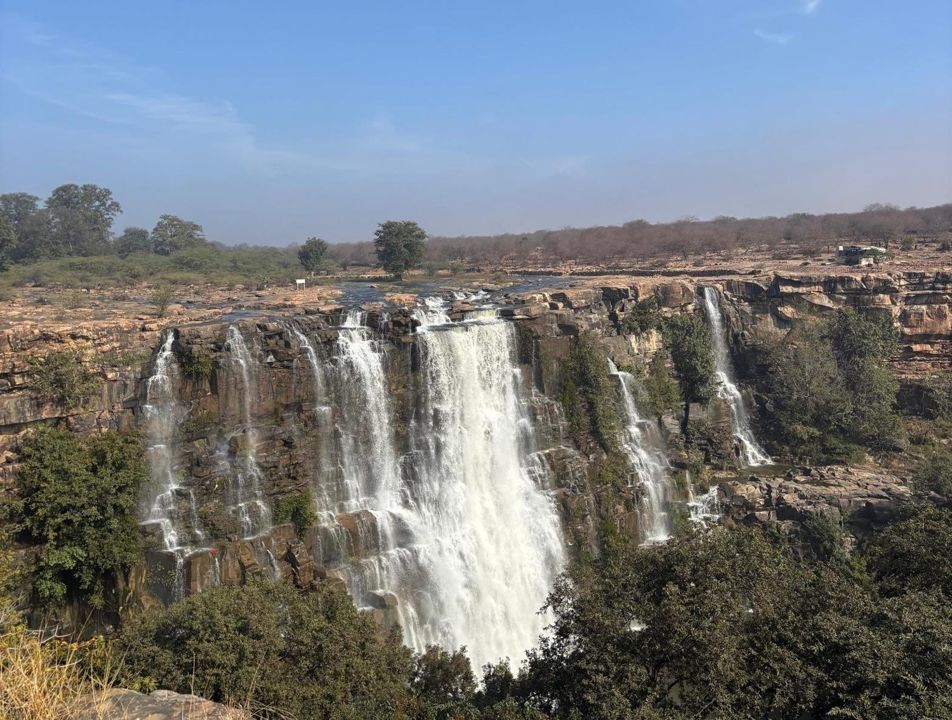Wide seasonal waterfall in Rajasthan